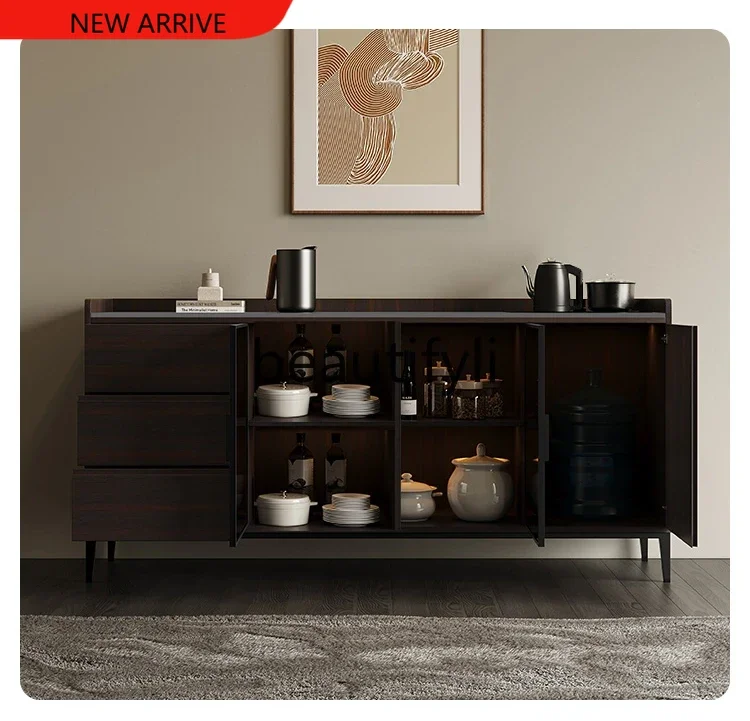D2520 Solid wood rock slab dining side cabinet tea bar machine integrated living room against the wall kettle smoked wine cabine