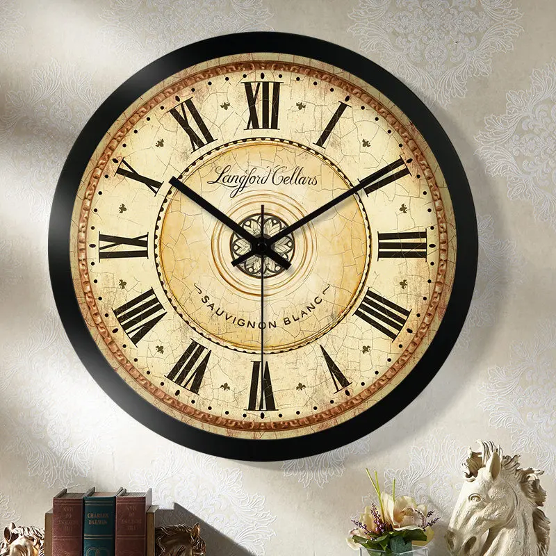 1PC American Watch Nordic Wall Clock Living Room Silent Quartz Silent Movement Creative Fashion Radio Wave Large Wall Clock