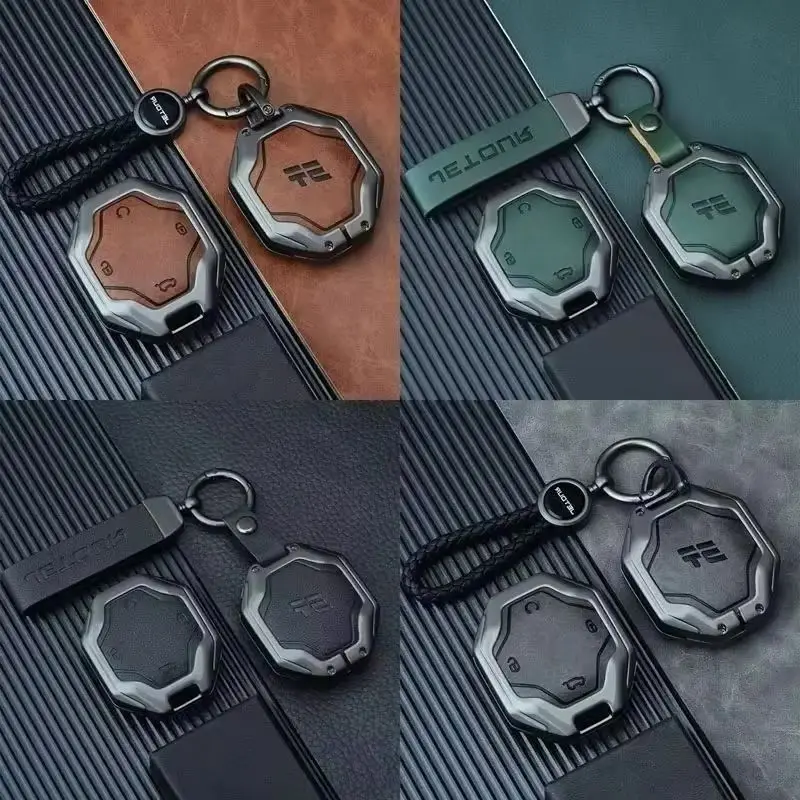Chery Jetour Alloy Car Keys Traveller Jetour T2  Leather Accessories  Automobiles Parts  Turn Key Holder Case Interior Keychain