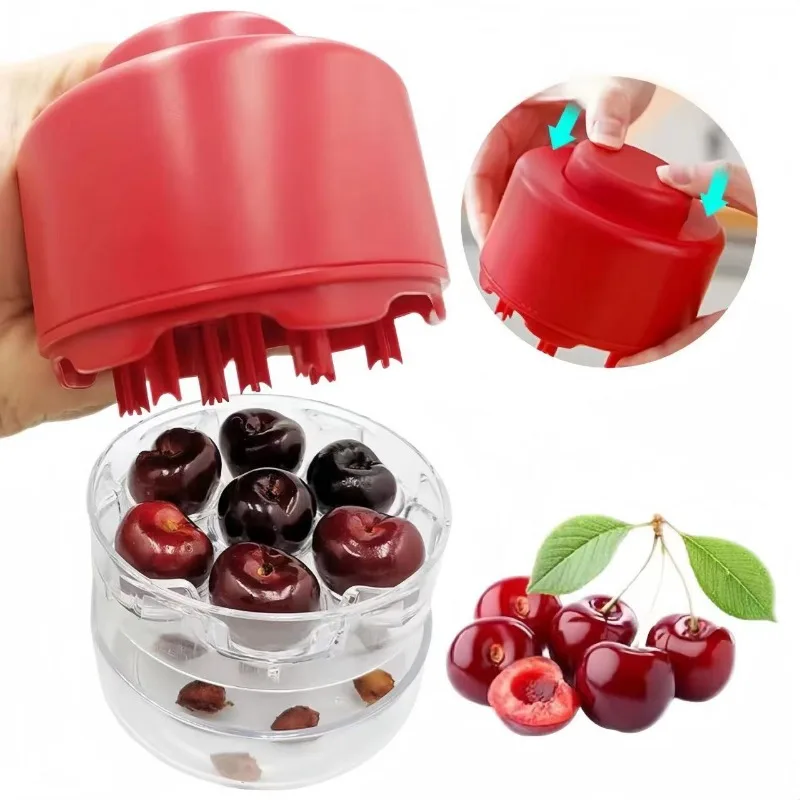 

7 Holes Cherry Pitter Tool Quick Cherry Stone Remover Cherries Litchi Fruit Corers Separator for Kitchen Gadget 2024 Upgrade New