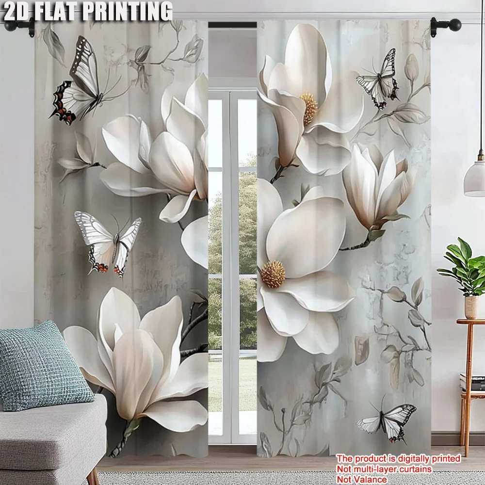 

2pc, Window Curtains Retro White Garden Machine Washable Polyester,Without Electricity Festive Wall Decor Applies to