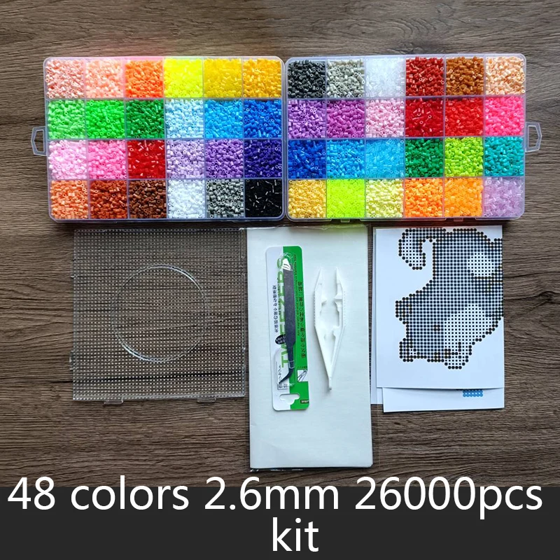 Juguete de cuentas Hama de 2,6/5mm, Kit de cuentas de hierro Perler de 24/72 colores, rompecabezas 3D para niños, juguetes DIY, cuentas de fusible, hojas de tablero perforado, juego de papel para planchar