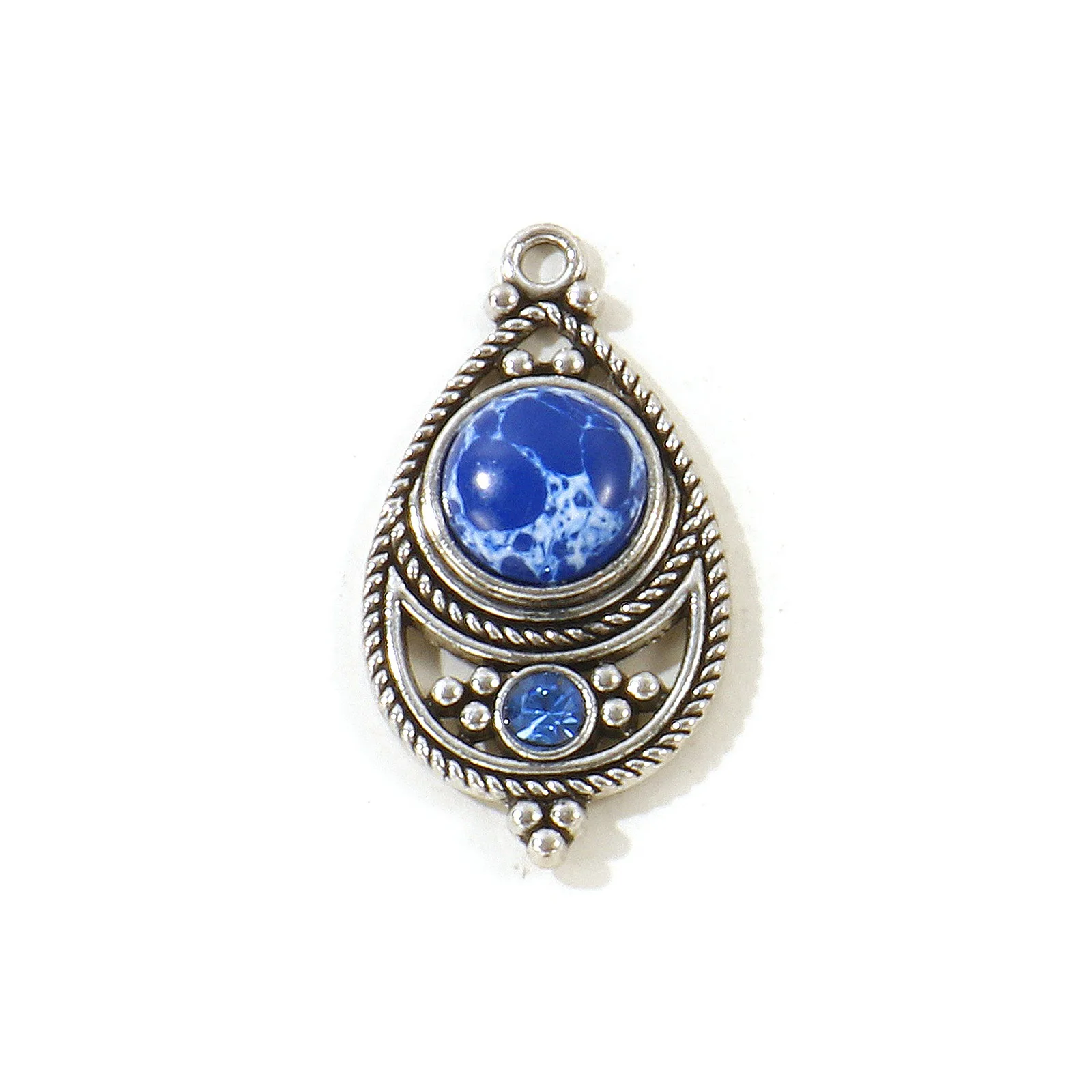 5 Stück Bohemia Anhänger Mehrfarbige Tropfen-Strass Zinklegierung Charms für Frauen DIY Halskette Ohrringe Schmuckzubehör 3,4cm x 1,8cm – Detail 8