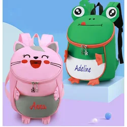 Cute Cartoon Backpack Custom Embroidered Name Animal Backpack  Kindergarten Baby Bag Children's Gift