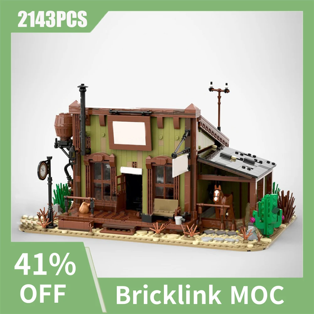 

NEW 2143PCS City Hot Selling Street View Moc Modular Wild West Post Office model DIY creative ideas ChildToy birthdayGift Blocks