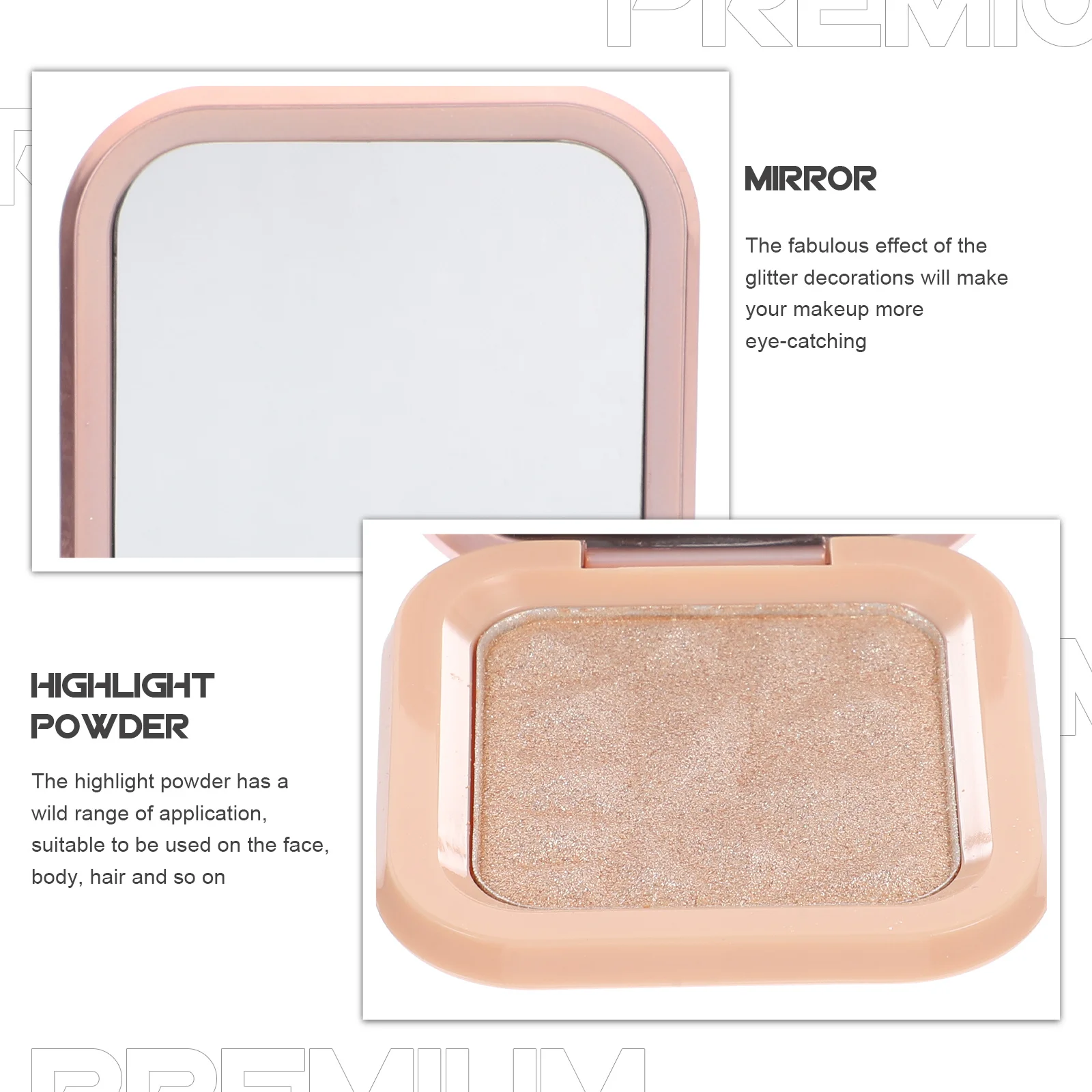 Rosto iluminador em pó pan shimmer glitter destaque contorno bandeja paleta maquiagem em pó rosto iluminador feminino maquiagem pan