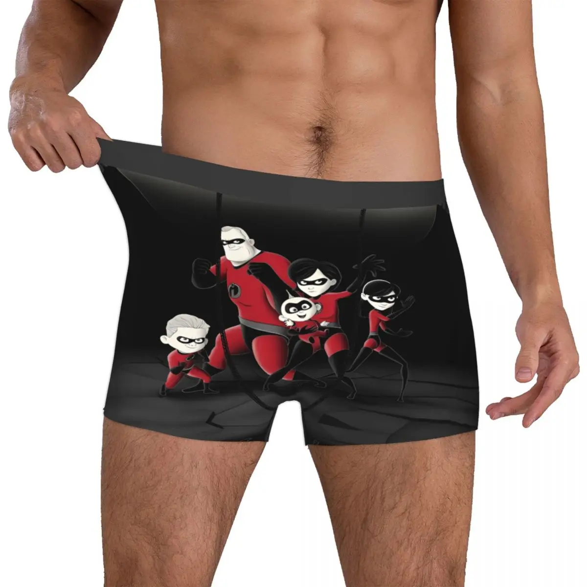 

Мужские трусы-боксеры Custom Fashion I-Incredibles: эластичные, с принтами Эласти-Гёрл, Вайолет, Дэш, Джек