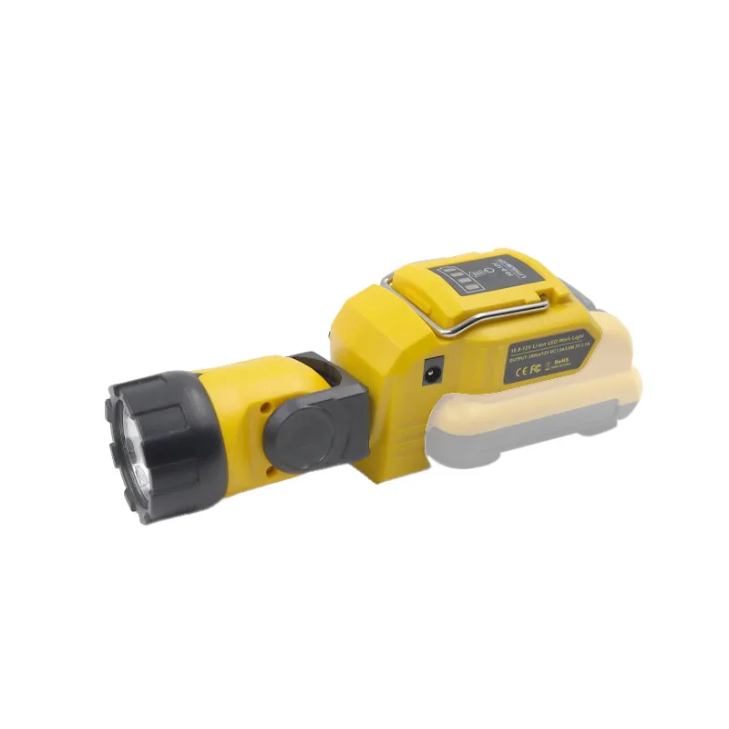 Imagem -03 - Portátil Spotlight Led Luz de Advertência Trabalho Lâmpada Lanterna Usb Carregador para Dewalt Dcb120 10.8v 12v Li-ion Bateria Amarelo