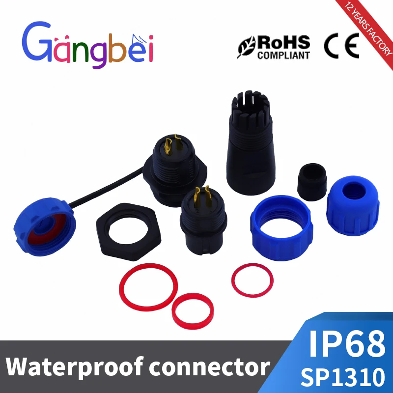 Waterproof connector SP13-2pin 3pin 4pin 5/6/7/9pin IP68 waterproof electrical connector SP1310P SP1312S SP1311S SP1313S Gangbei