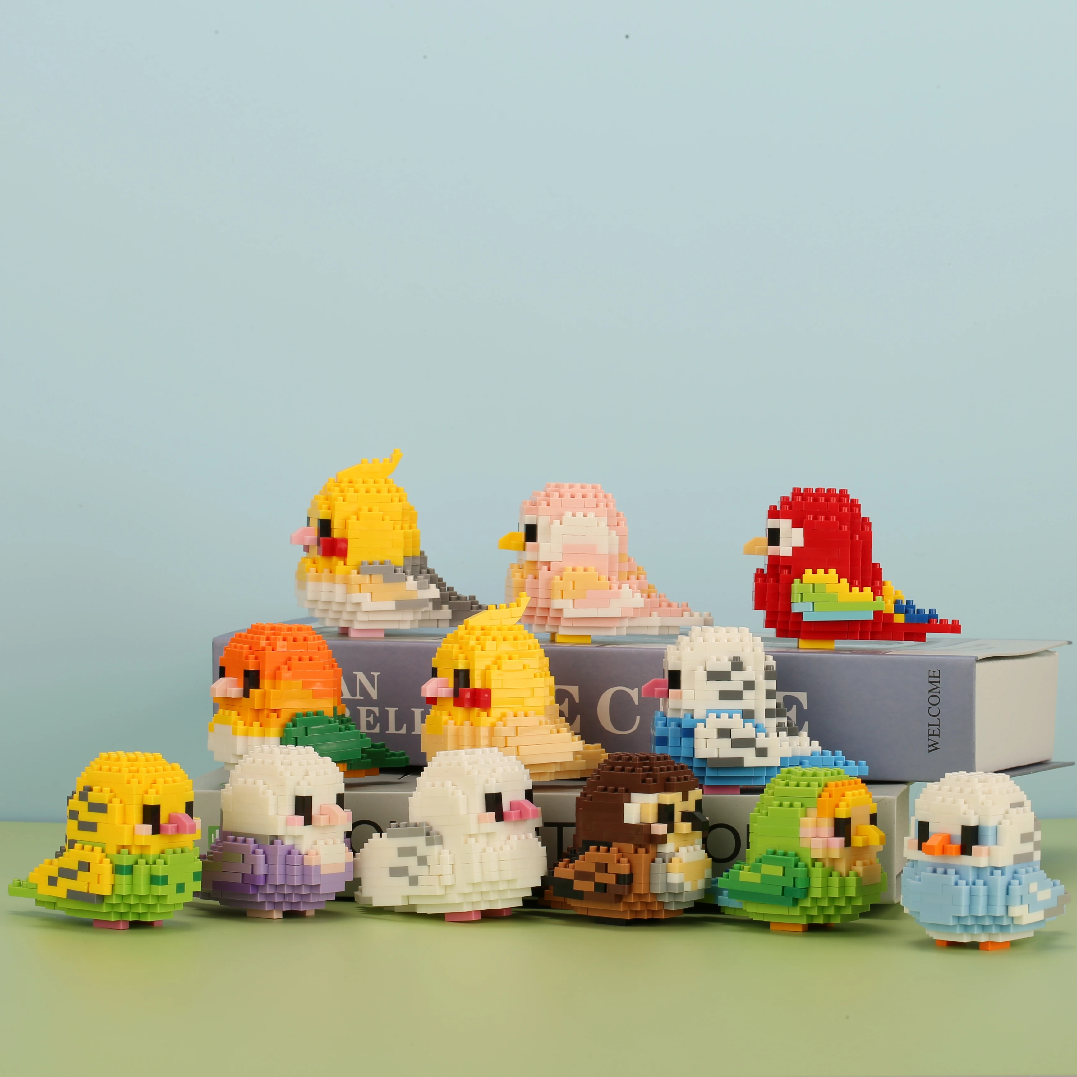 Moe Bird série blocs de construction jouets assemblage, ornements de table, jouets éducatifs pour enfants, adaptés aux garçons et aux filles noël