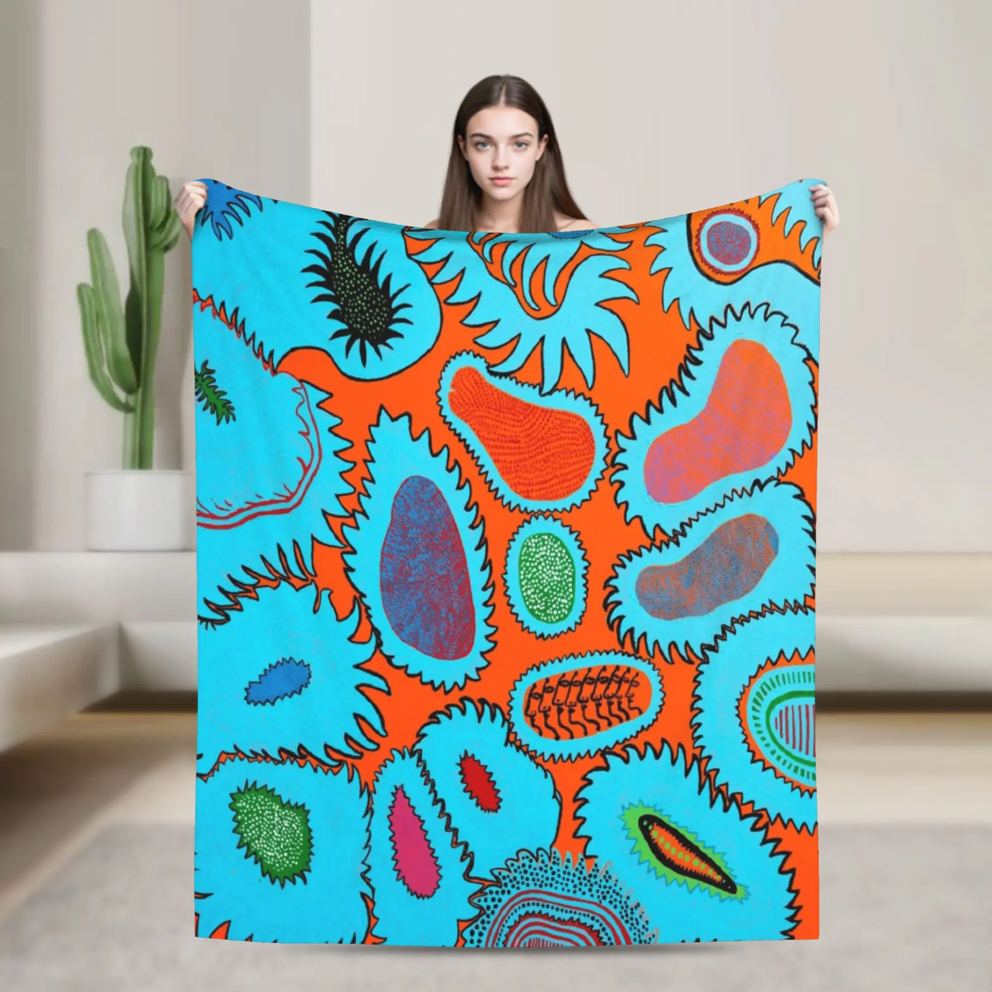 Blankets Yayoi Kusama Art Abstract Dots Pumpkin Polka Aesthetic Flannel Throw Blankets Bed Sofa Decoration Soft Warm Bedspread