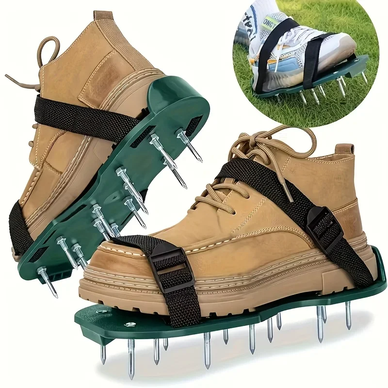 Zapatos para uñas con ventilación para jardinería y césped, botas de trabajo de perforación ajustables, suela antideslizante adecuada para zapatos para uñas de trabajo de corte de césped