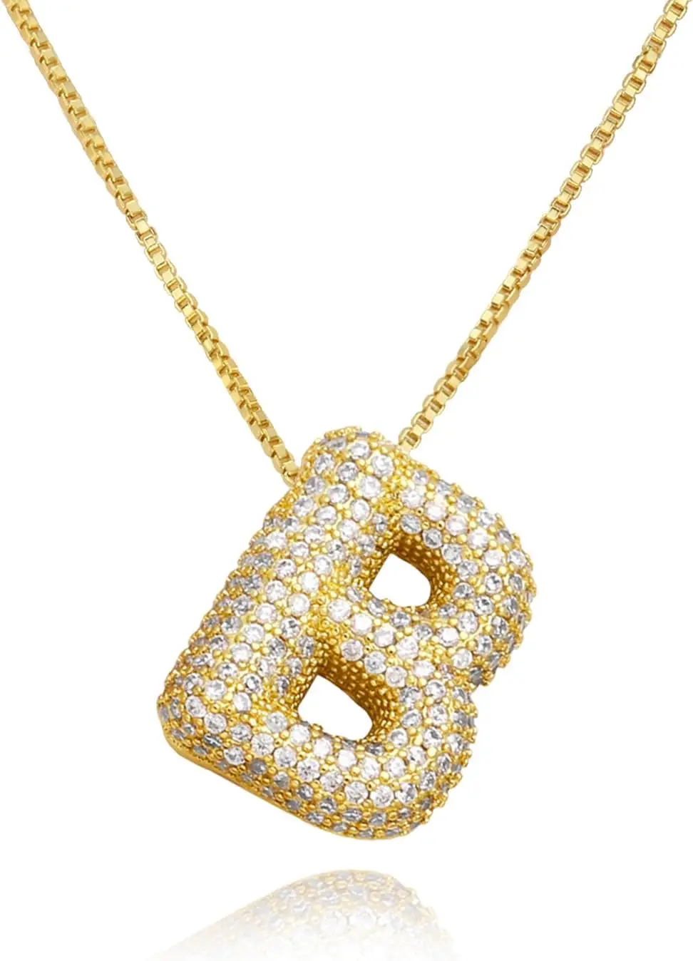 

Золотое колье Tzpi 18K с объемными буквами для женщин, массивное золотое колье с инициалами из страз, в подарок на День матери или день рождения.
