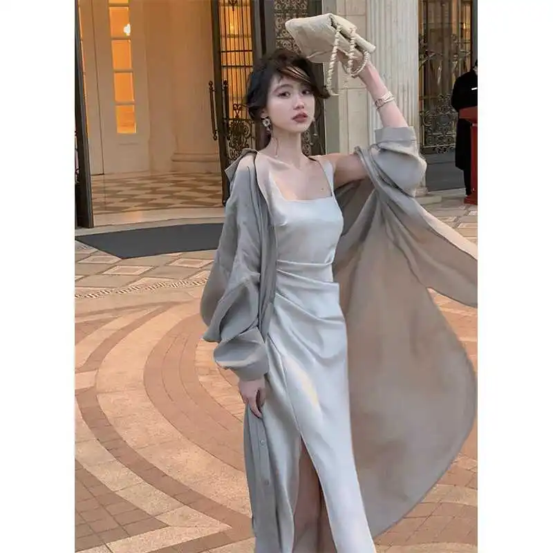 

Ele Unique Women's Summer New Sle Svel Vest Top with Skirt Stand Collar Mid-Length Super Fairy Aosphere Sunscre...