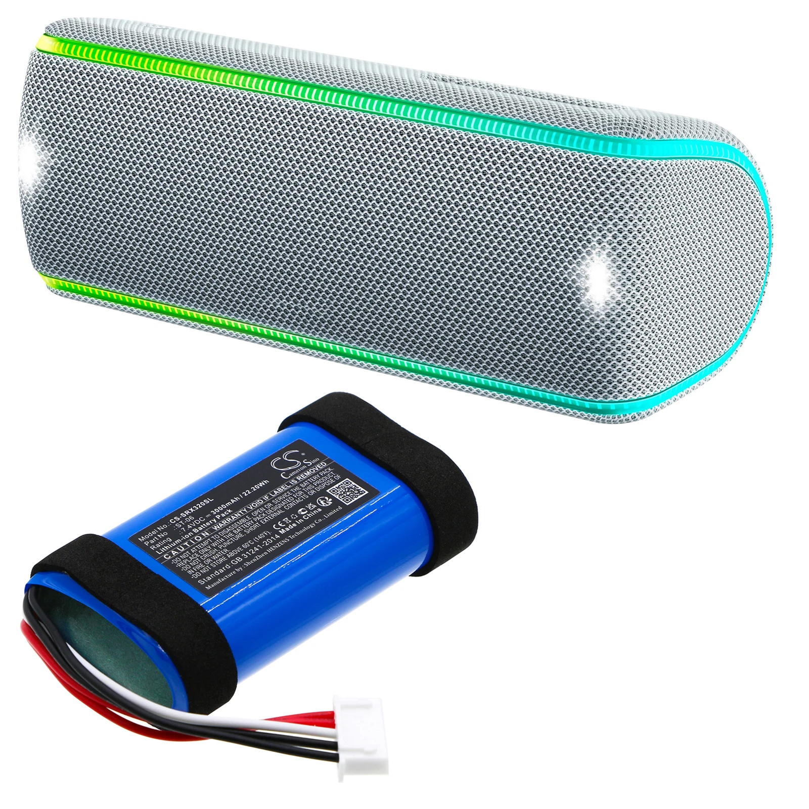 Li-ion Speaker Battery for Sony - 7.4V, 3350mAh - Compatible with SRS-XB31, SRS-XB33, SRS-XE300