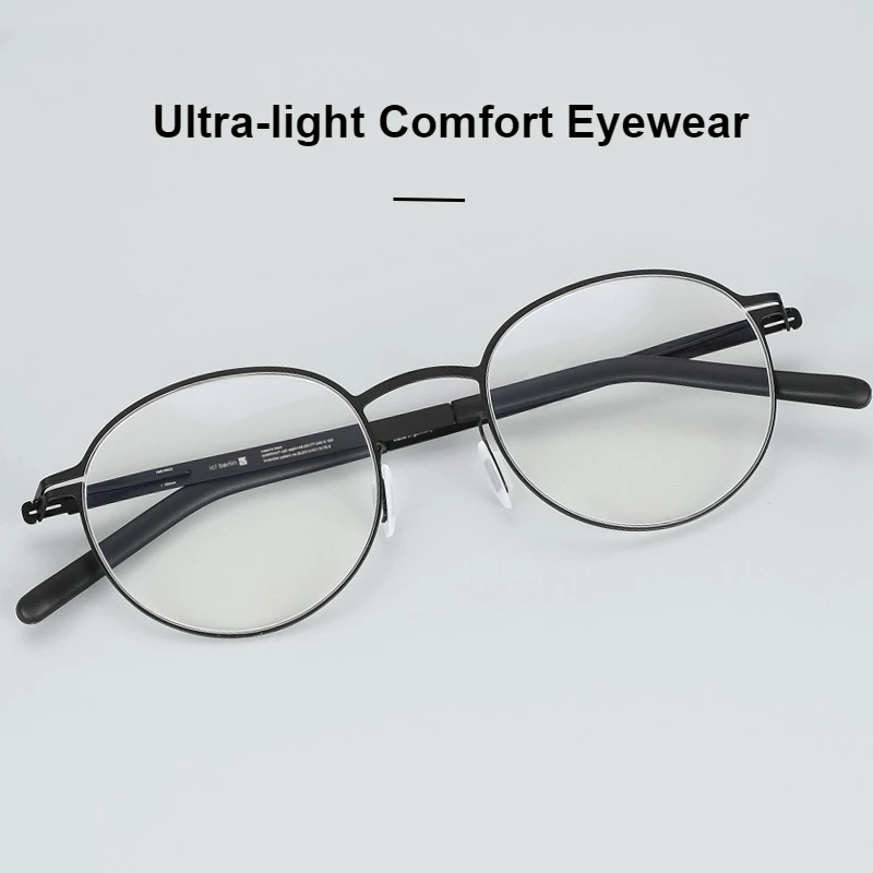 German-style Ultra-Light Screwless Glasses Frame Men Thin Steel Retro Small Round Frame Literary Women Luxury Eyeglasses Frames