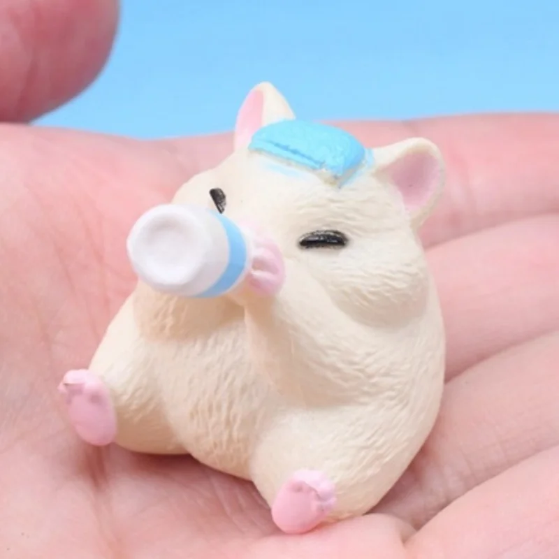 【在庫あり】新日本公式エール「ミルクを飲む動物たち」ガシャポン - 入浴後のサンショウウオ/猫/ゾウのフィギュア かわいい装飾