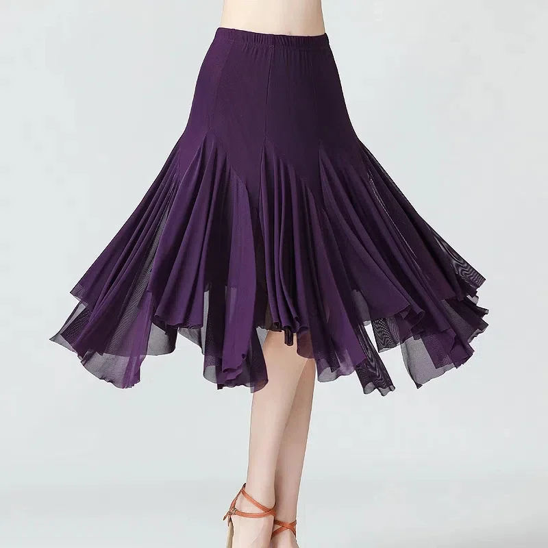 Jupe de brevLatine Mi-Longue pour Femme، Couleur Unie، Mode Irréguliere، Tango، 1 جزء/الوحدة