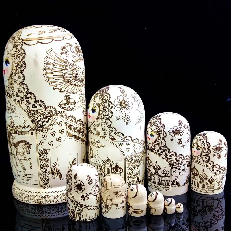 Matryoshka doll 10 layers of linden wood  of pure hand-painted handicrafts formaldehyde-free B18 doll