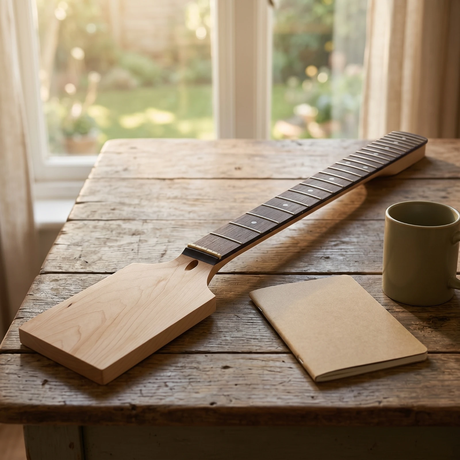Ahornholz Unfinished Guitar Neck Smooth Matte Blank Paddle Headstock 22 Fret for Guitar Repair and Custom Assembly