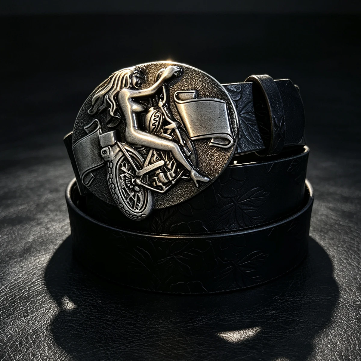The ghost head element pistol craftsmanship Lion Spider Snake buckle Black Flower PU embossed button Gothic Women and men's belt view 6