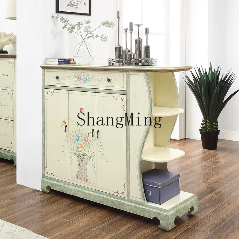 SM living room solid wood entrance partition double-sided wine cabinet entry storage shoe storage cabinet