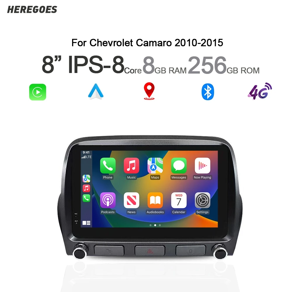 Wireless Carplay 8 Core Android 14 Car DVD Player Navigation autoradio Bluetooth Wifi GPS Radio For Chevrolet Camaro 2010-2015