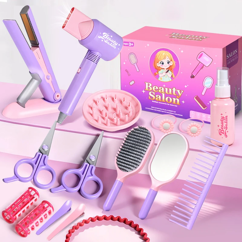 Kids Pretend Play Toy Simulation Hair Cutting Bag Set Role Playing Educational Toys 3-6 Year Old Children's Waist Bag Set Girl