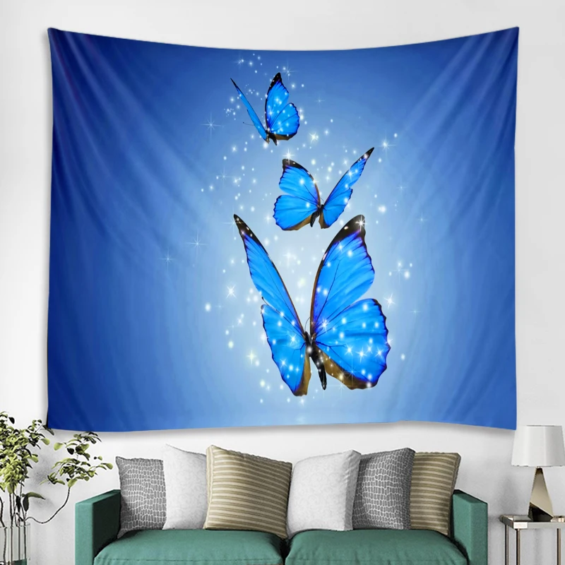 Beautiful Flower Butterfly Mural Tapestry Hippie Wall Hanging Boho Wallcloth Tapestry Art Deco