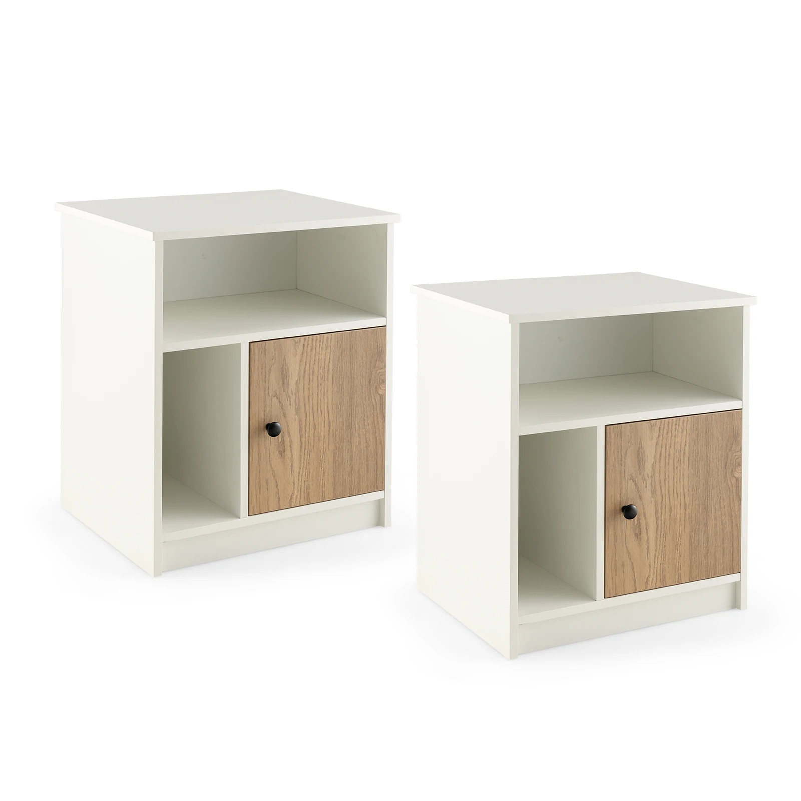 

2 PCS Nightstands Side End Beside Table w/ Storage Shelf for Bedroom Living Room