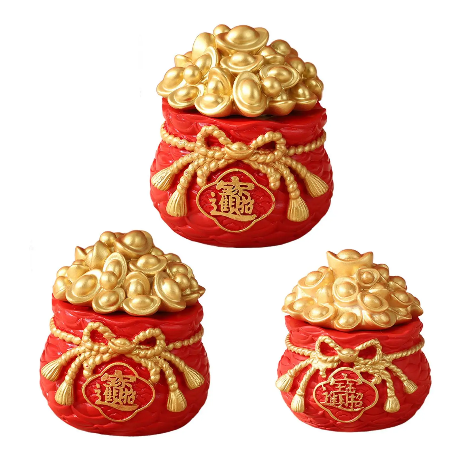 Chinese New Year Blessing Bag Decor Table Decoration Resin Statue Good Luck Blessing Bag Sculpture for Party