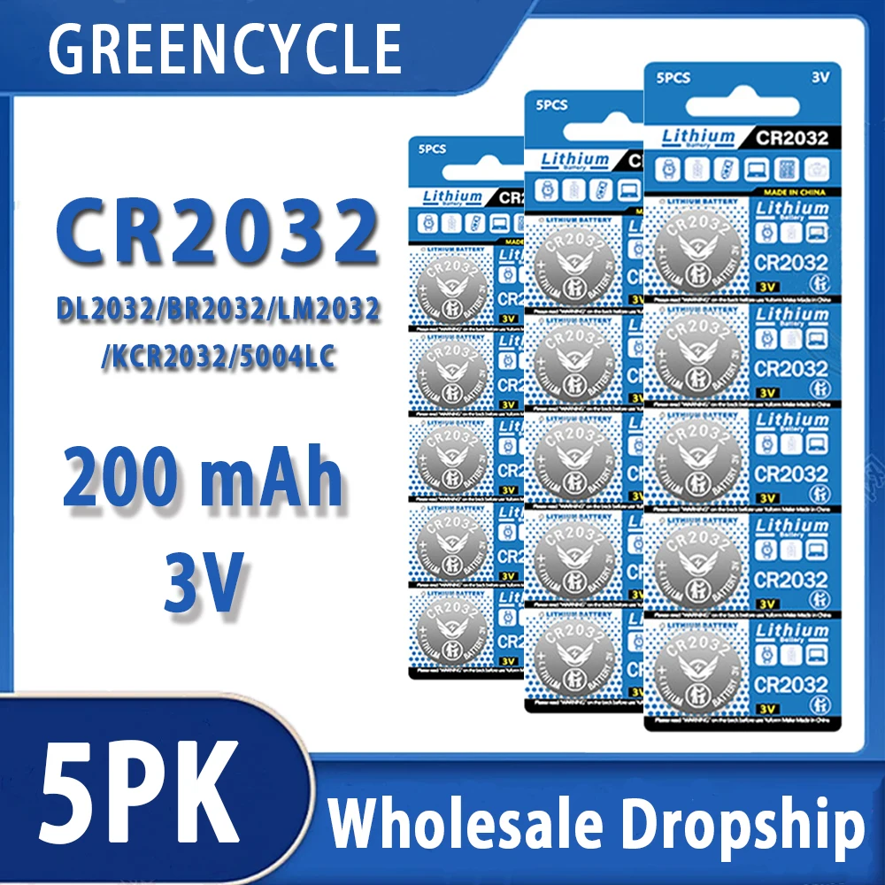 5-100Pcs CR2032 CR 2032 Button Batteries DL2032 BR2032 KCR2032 3V 200mAh Lithium Battery for Watch Toy Remote Control Coin Cells