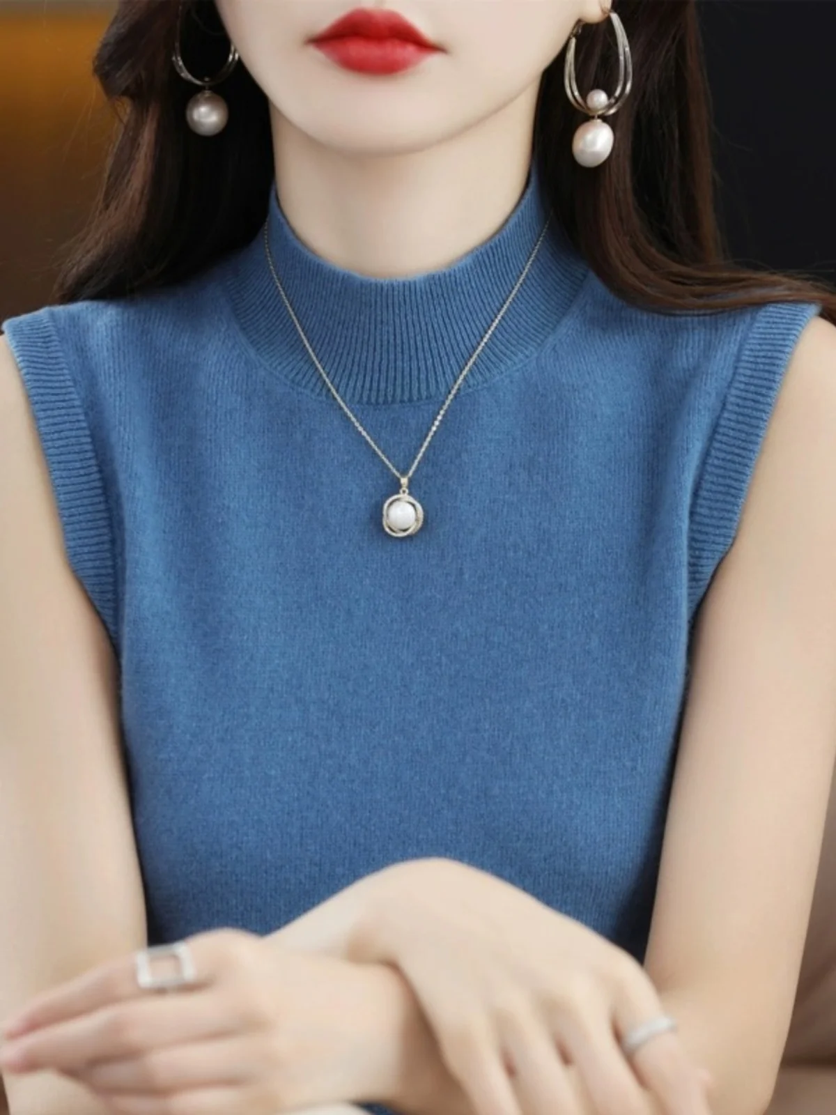 

Новый весенний женский вязаный базовый костюм Svel, однотонный костюм, внутренний шерстяной жилет, круглый топ, свободная посадка