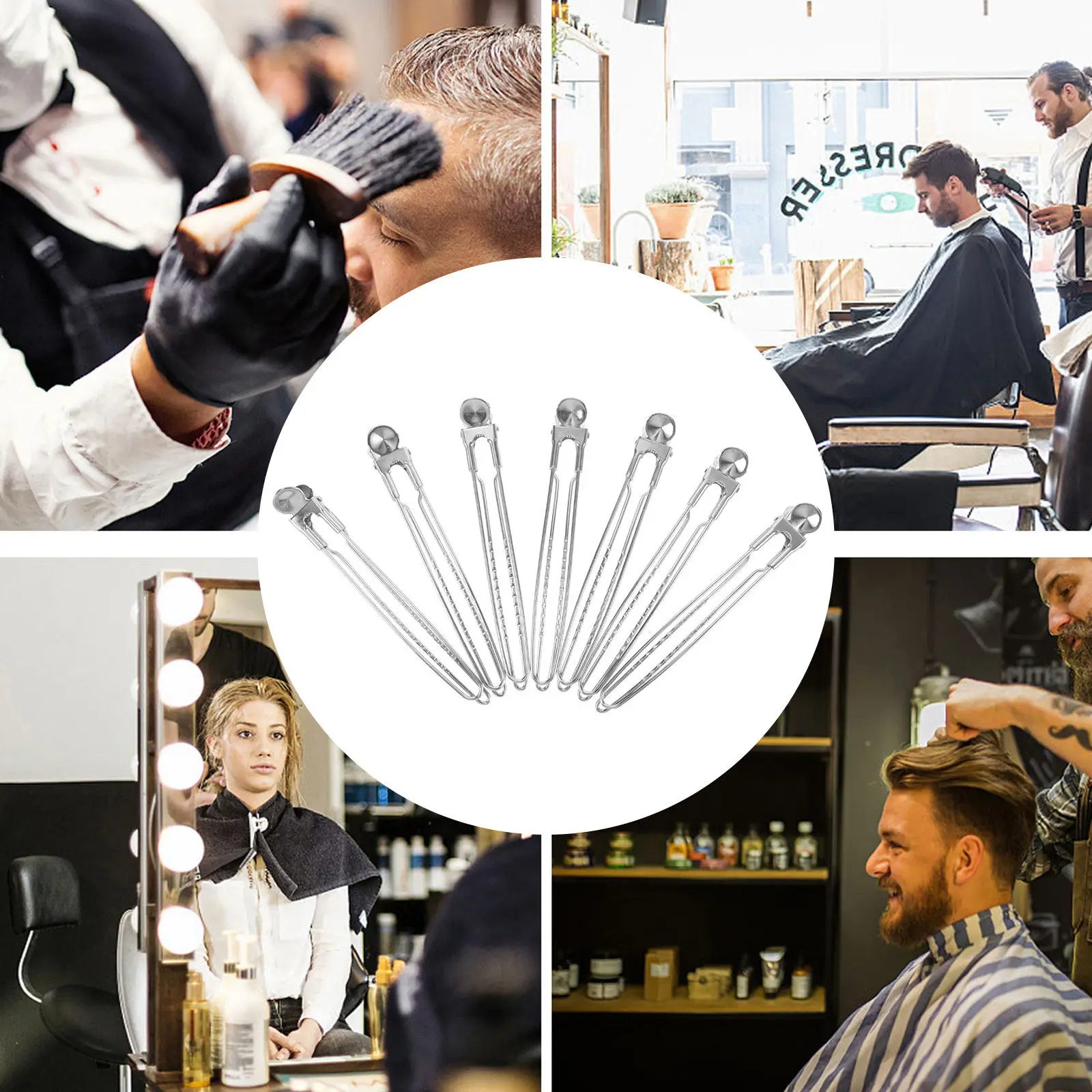 12Pcs Styling Sectioning Hair Pin Stainless Steel Duck Billed Clips for Salon Use Dyeing Perming Cutting Braiding Hairdressing