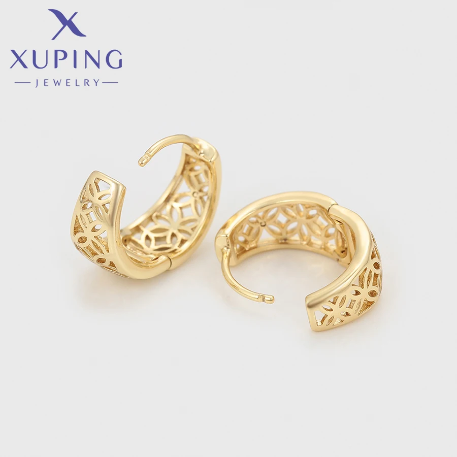 Xuping Jewelry New Arrival Promotion Simple No Stone Light Gold Color Huggies Earrings for Women Party Gift X000673137 view 4
