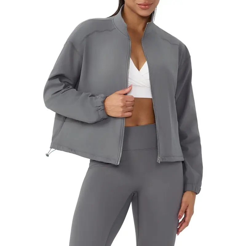 

Women's Zip Up Workout Jackets Sweatshirts Athletic Casual Long Sleeve Sweatshirts Autumn Winter Warm Short Jacket