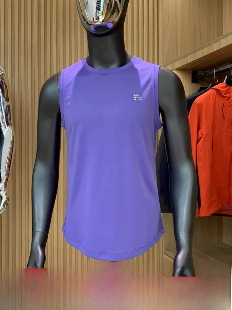 Men's Quick Dry round Neck Breathable Fashion Sports Vest Moisture Wicking  Thread Summer Casual Polyester Fiber