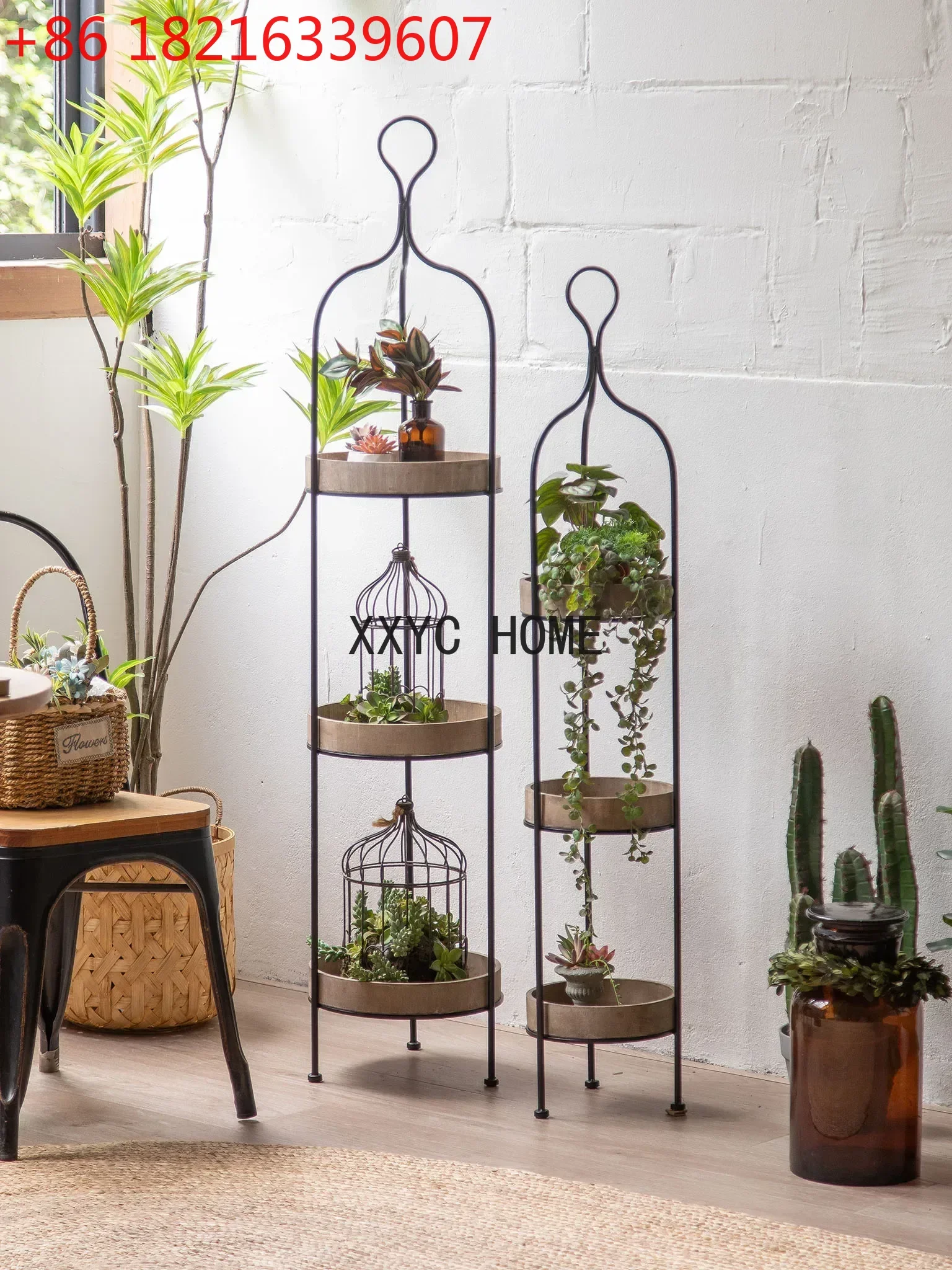 TAO Iron Indoor Living Room Storage Floor-Standing Balcony Flower Green Plant Bracket