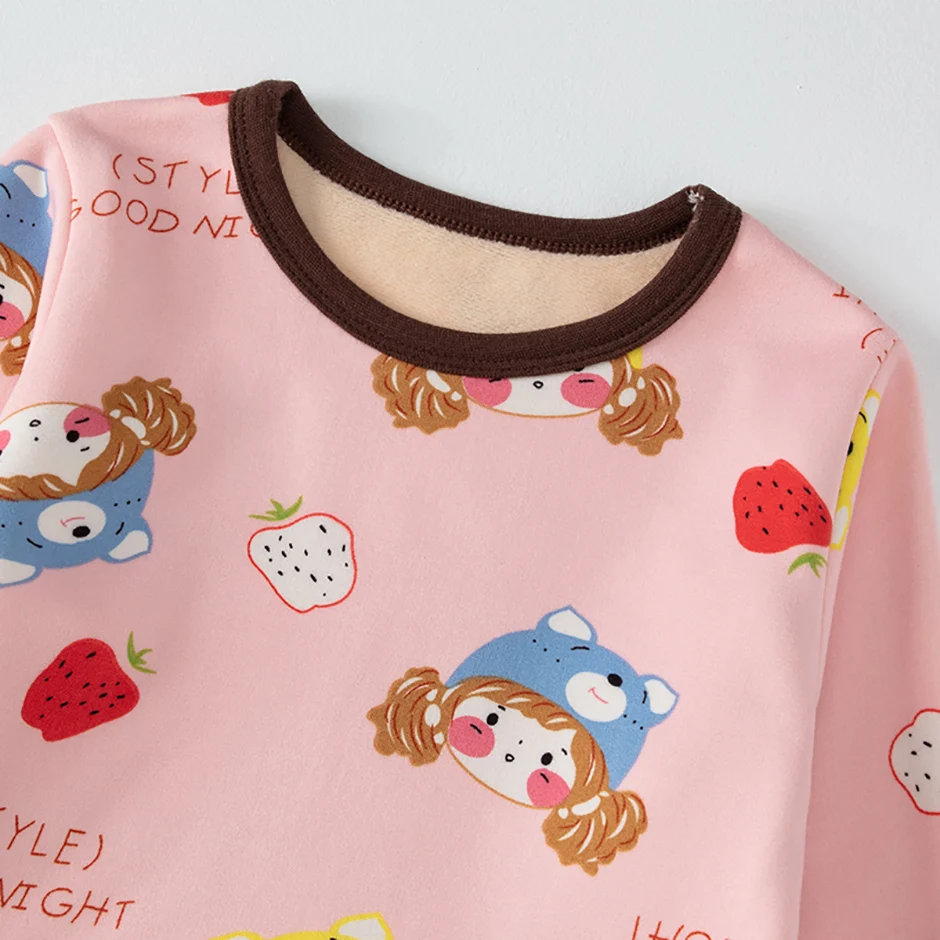 2-teiliges Herbst- und Winter-Kinder-Plüsch-dickes warmes Heim-Unterwäsche-Set für Jungen und Mädchen, lustige und niedliche Oberteile, bequeme Hosen – Detail 39
