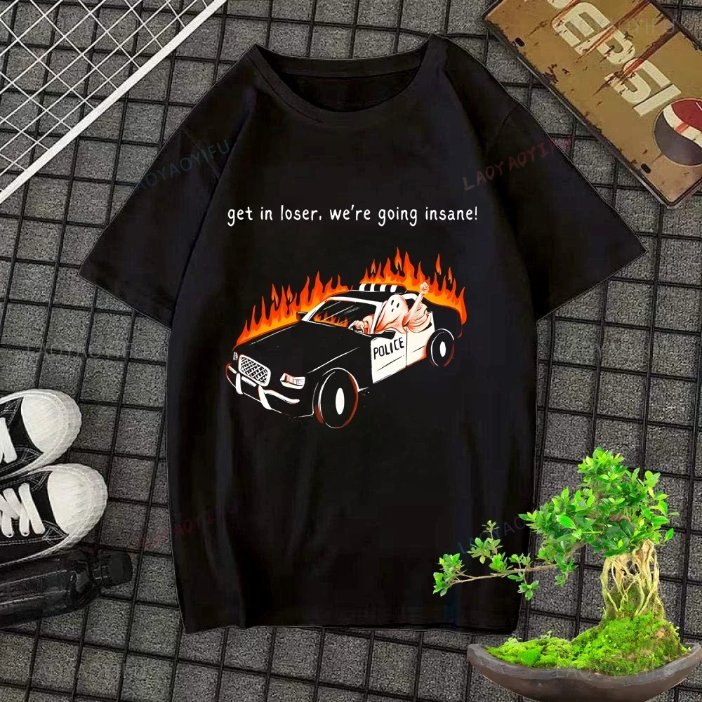 Sali in Perer, siamo andare in locarsi! T-shirt ampia a maniche corte T-shirt grande modello camicia unisex Harajuku di tendenza neutra