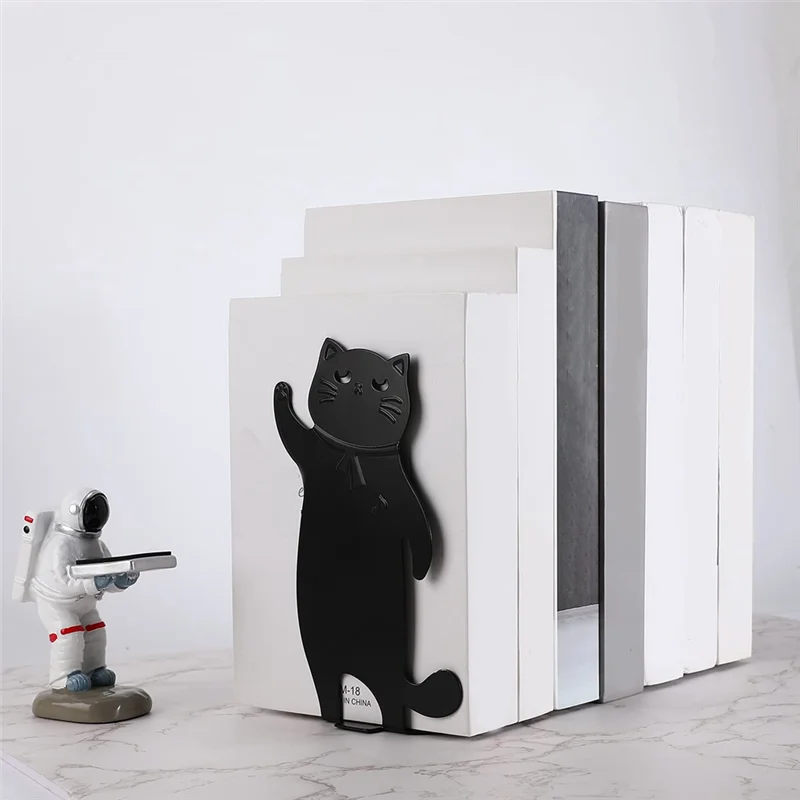 

AED5-Cat Bookends Black Cat Decor Black Cat Gifts For Cat Lovers Cat Bookends For Shelves Anime Bookends Animal Bookends Durable