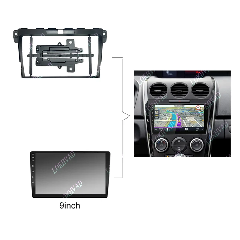 2 Din Car Android For 2008-2015 Mazda CX-7 9INCH frame Kit panel fascia cable harness adapter player multimedia dashboard canbus