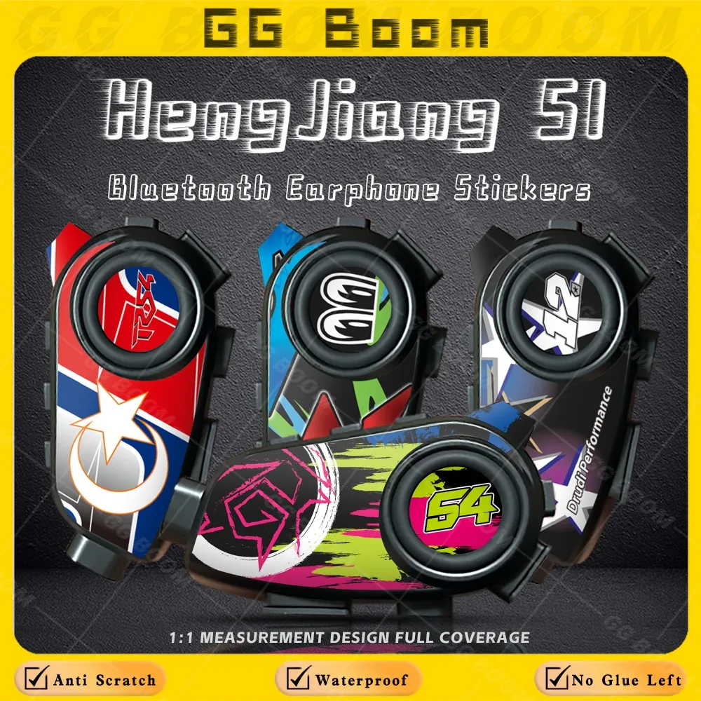 

For Hengjiang S1 Bluetooth Stickers Motorcycle Helmet Headset Decorative Earphone Headphone Protective PVC Decals Waterproof