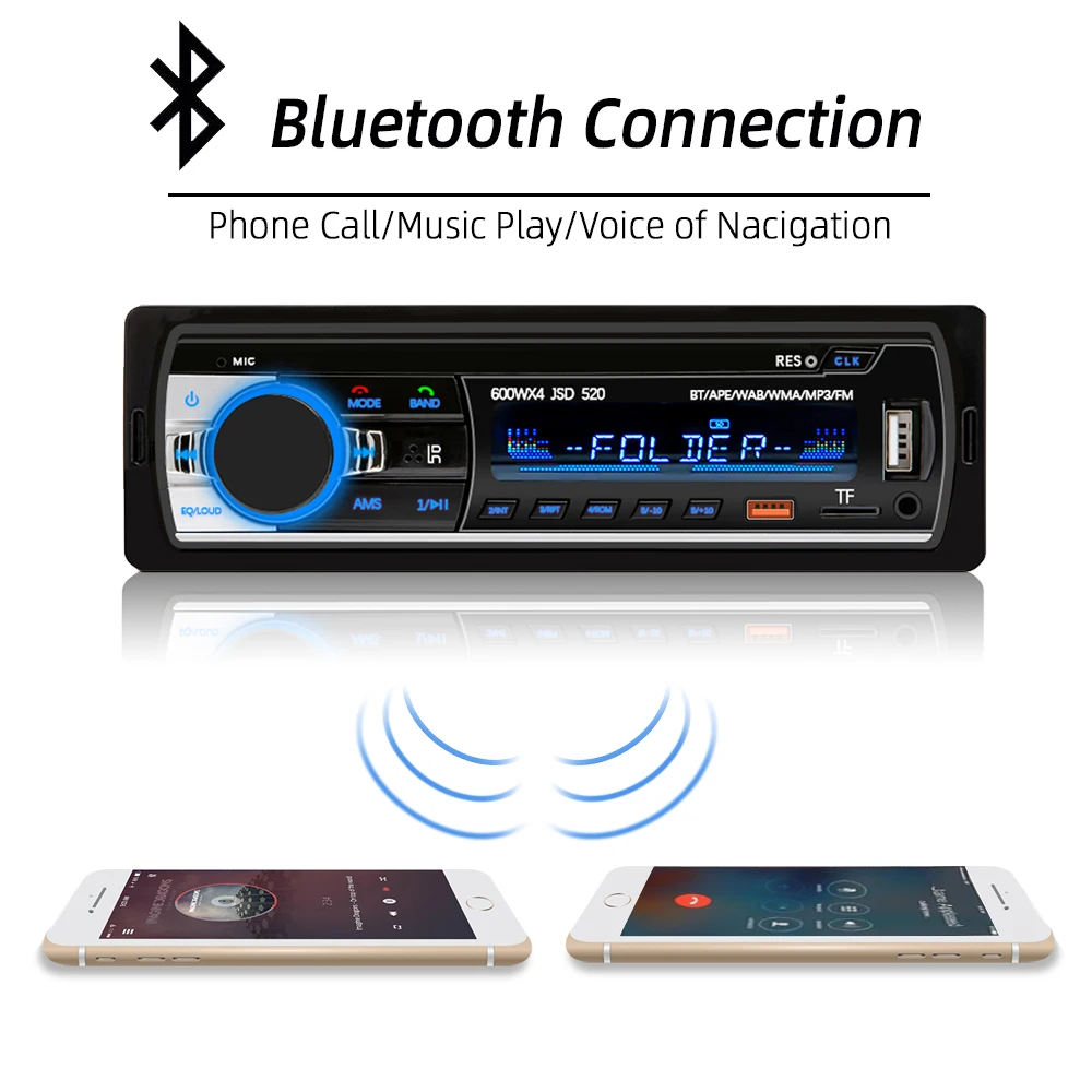 HIPPBQCC 1 din Car Radio Stereo Multimedia Bluetooth MP3 Player Digital FM ISO Power Aux Input USB Bluetooth Universal Autoradio