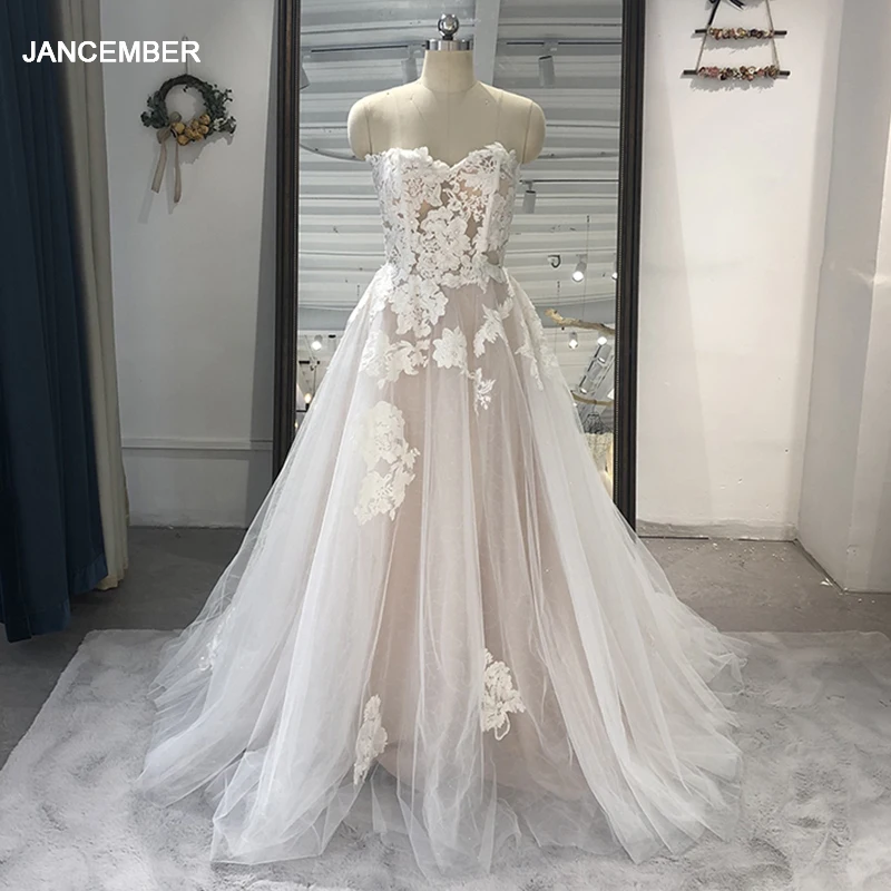 Popular Design Promotion Wedding Dress 2024 Floor-Length Strapless Court Train A-line vestidos de novias 2024 OWD-H2366