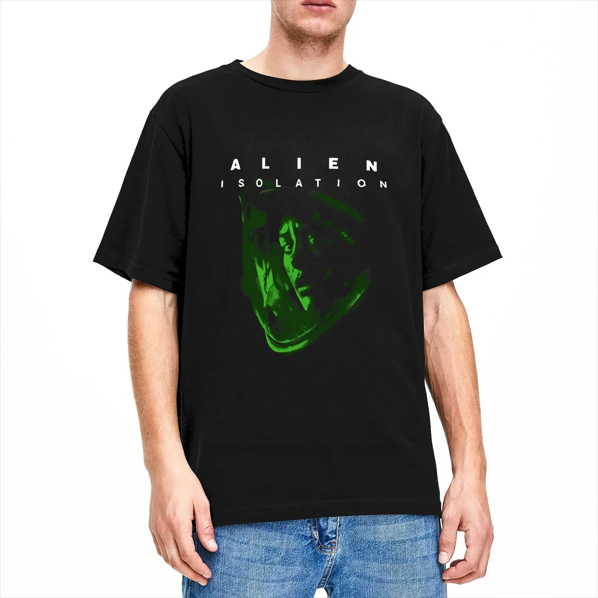 Horror Isolation Game Alien T-Shirts Men  Cool Cotton Tee Shirt Crew Neck Short Sleeve T Shirt Gift Idea Clothes