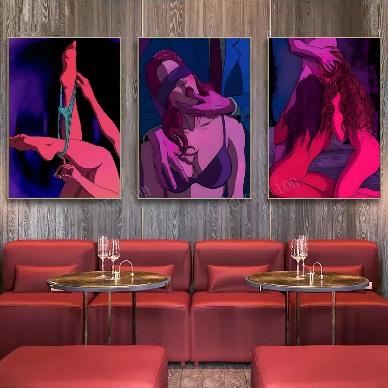 Naked Sexy Women Adult Canvas Painting Hotel Lovers Naked Sex Posters and Prints Home Decoration Wall Bedroom Pictures