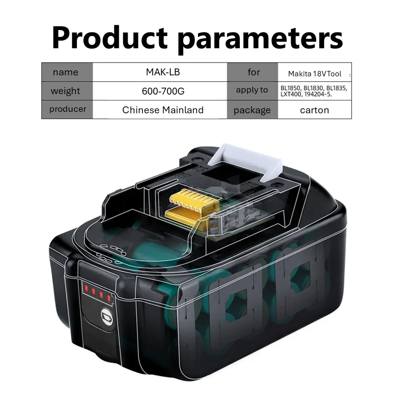 Lithium Battery For Makita 18V Replacement Original 6Ah/8Ah/12Ah  BL1830B BL1850B BL1850 BL1840 BL1860 BL1815