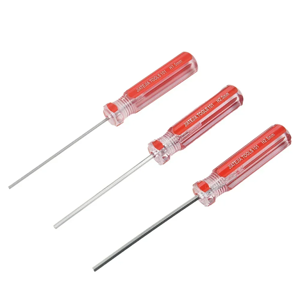 เครื่องมือไขควงหกเหลี่ยมรุ่นเงิน + สีแดงเดี่ยวแบนหัว Hex ของเล่น 1 ชิ้นสําหรับซ่อมอิเล็กทรอนิกส์ล็อคอย่างแม่นยํา