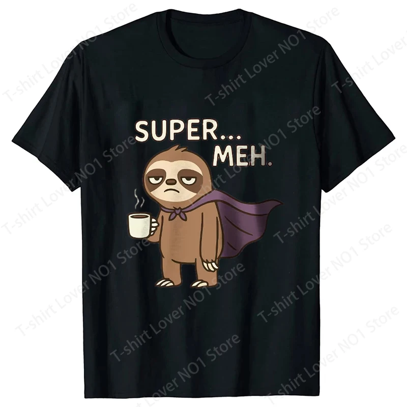 

New Men's Super Meh Printed T-Shirt Oversized Apathetic Graphic Tees for Women Summer Tops Slacker Streetwear